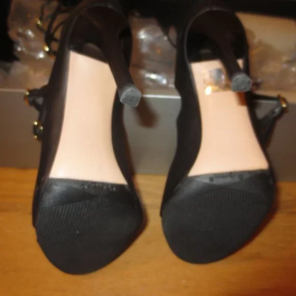 GIANMARCO LORENZI Black Strappy High Heel Sandal Boots - Picture 13 of 13